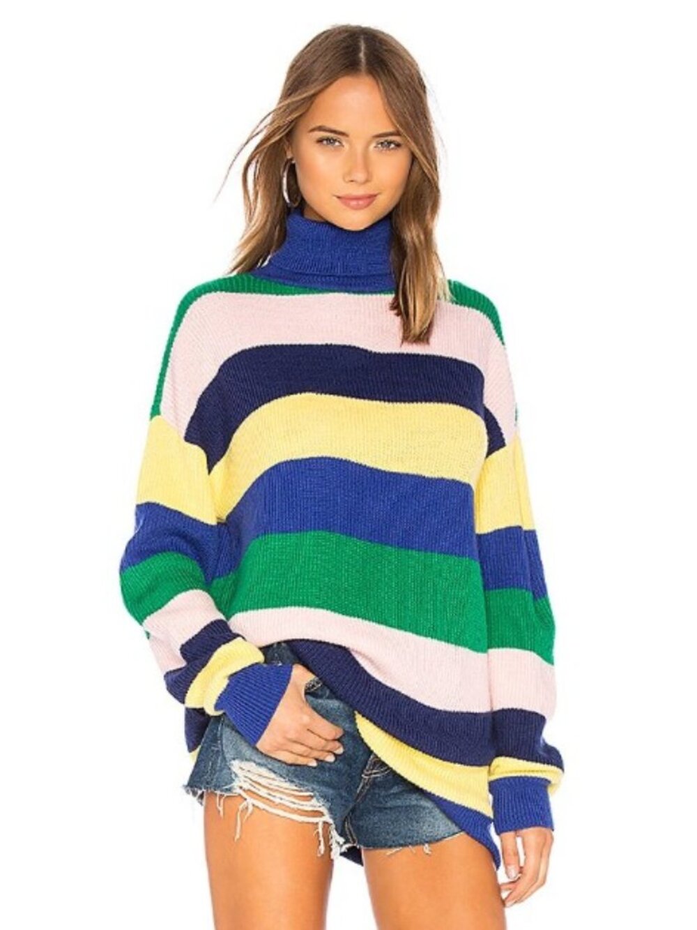 Lovers + Friends Marianne Stripe Sweater Women XS Colorblock Y2K Preppy